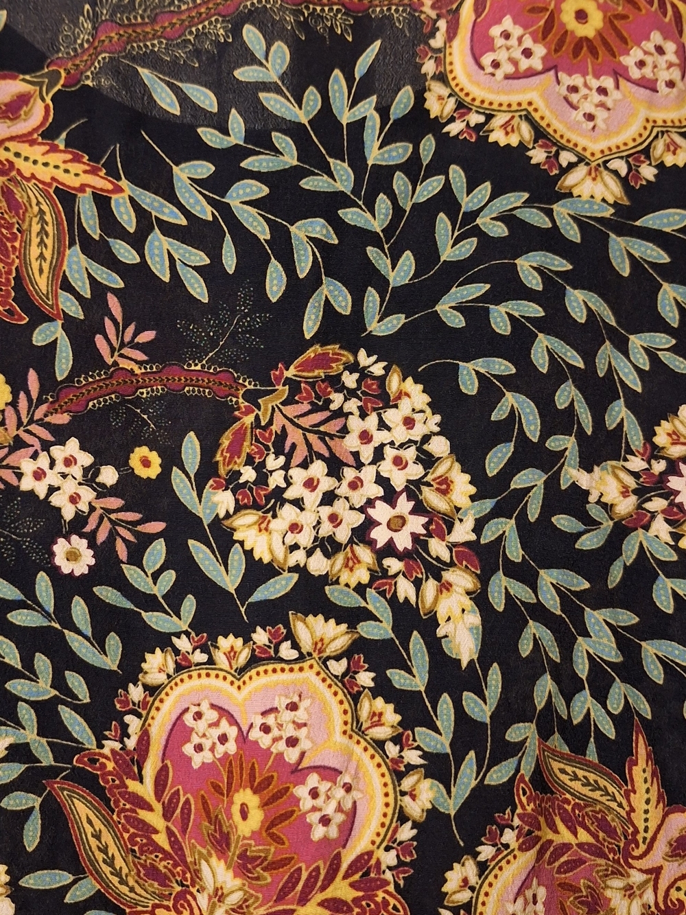 LOFT Navy Floral Paisley Top with Light Blue Leaves - Picture 6 of 6